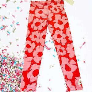 Nike Kids Red and Pink Floral Leggings